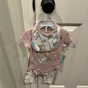 Adorable Pink Bambi Baby Bodysuit and Bib Set